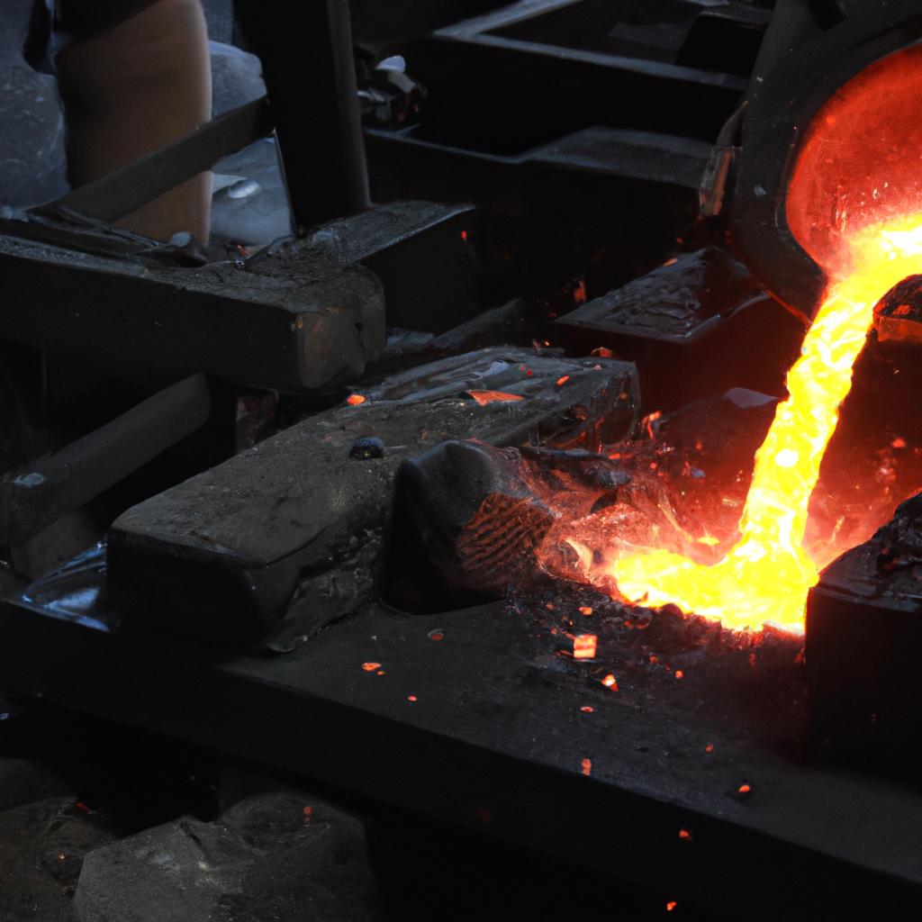 Person working with molten metal