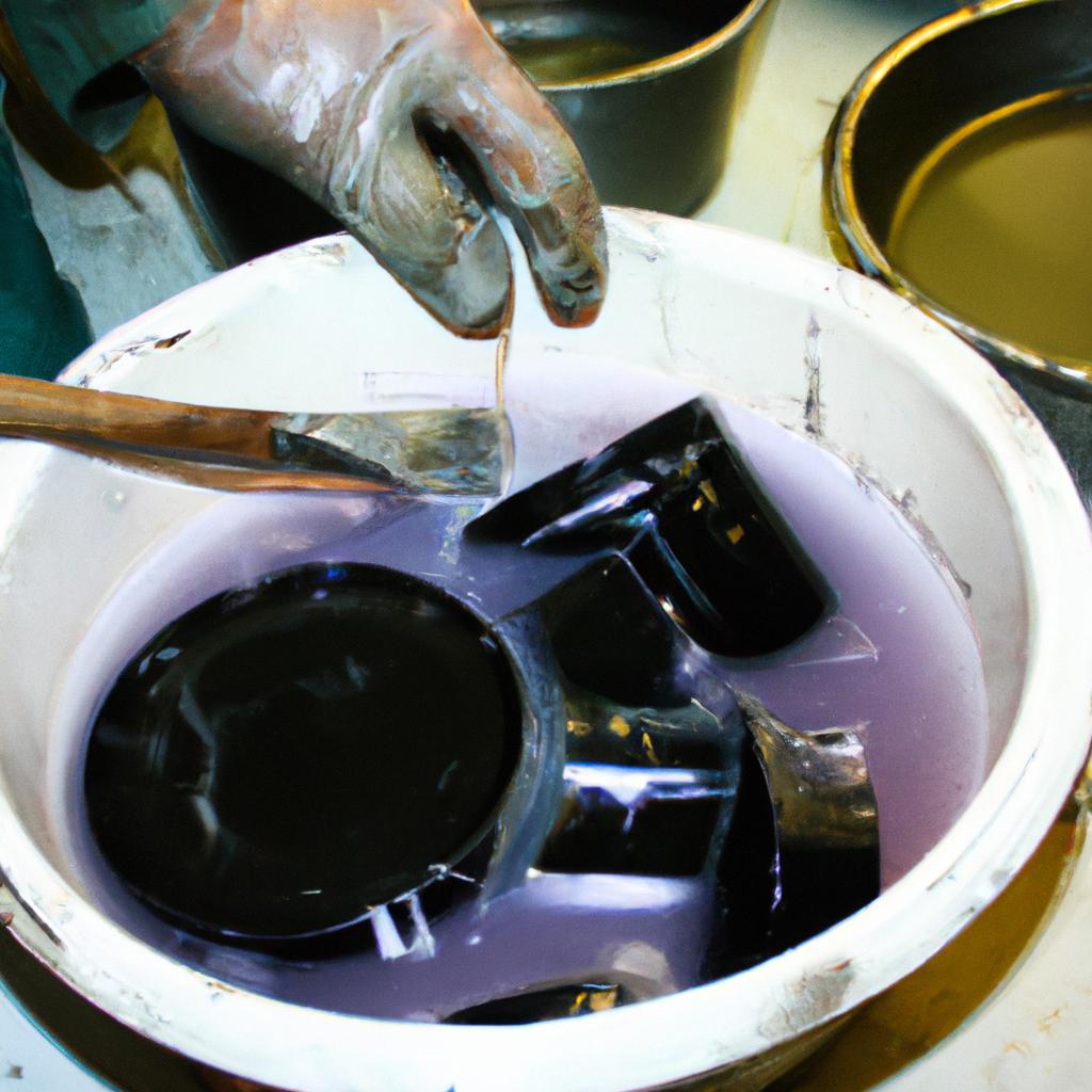 Person pouring resin into molds